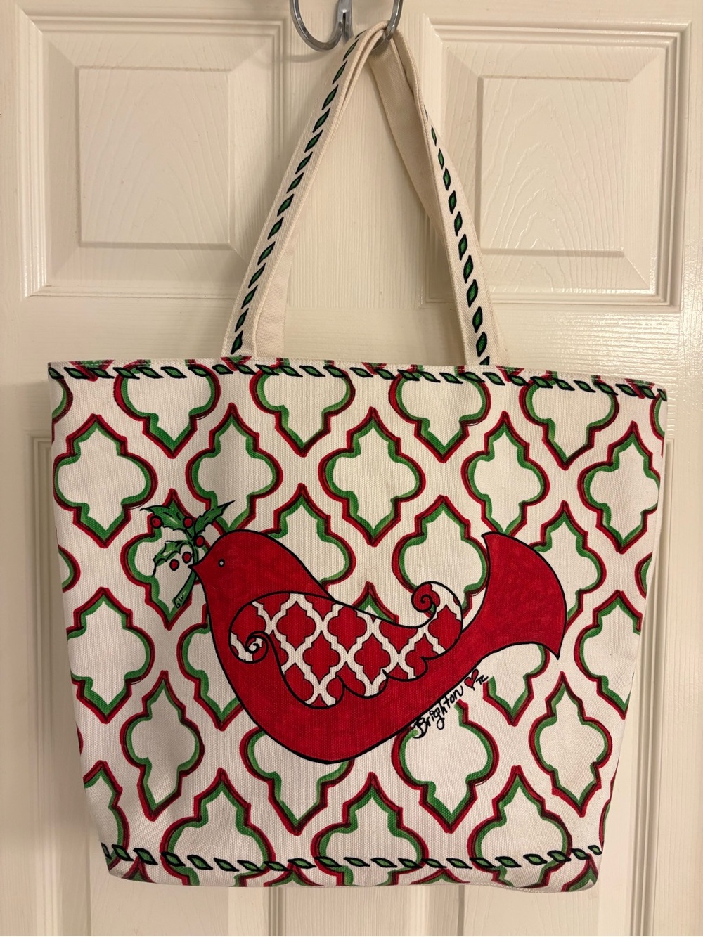 Brighton Red, White & Green Patterned Tote